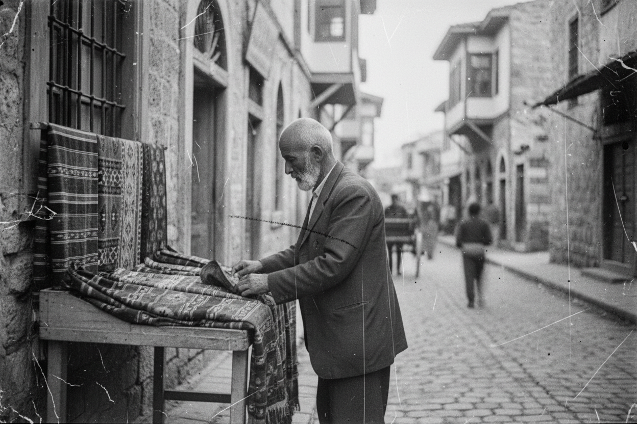 1900'lü Yıllar Antalya Kaleiçi Seyyar Kumaşçı