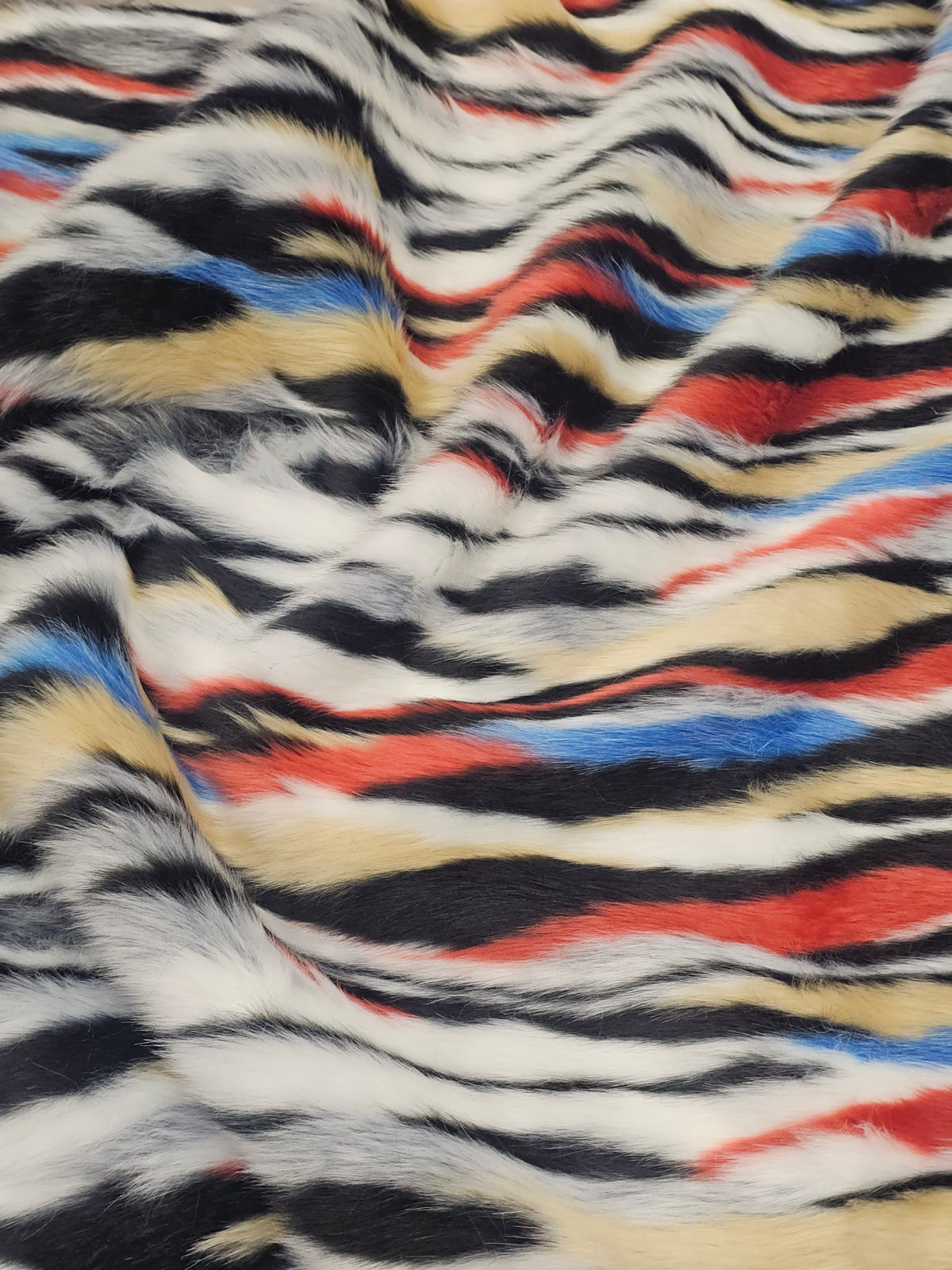 Renkli Zebra Suni Kürk Kumaş