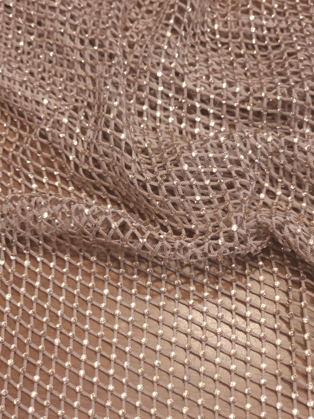 Stone Embellished Mesh Fabric