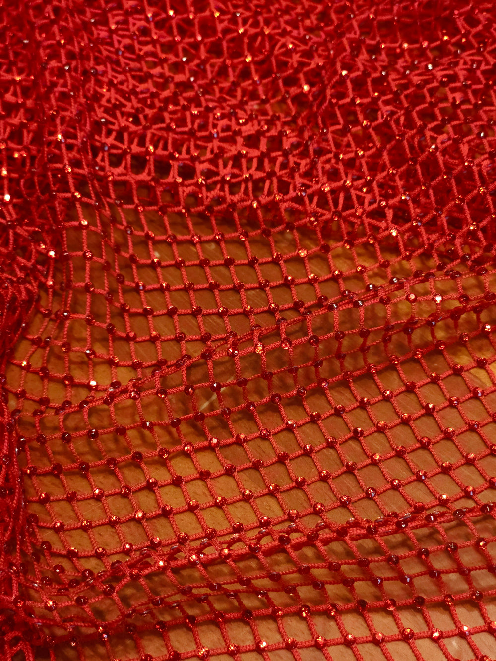 Stone Embellished Mesh Fabric