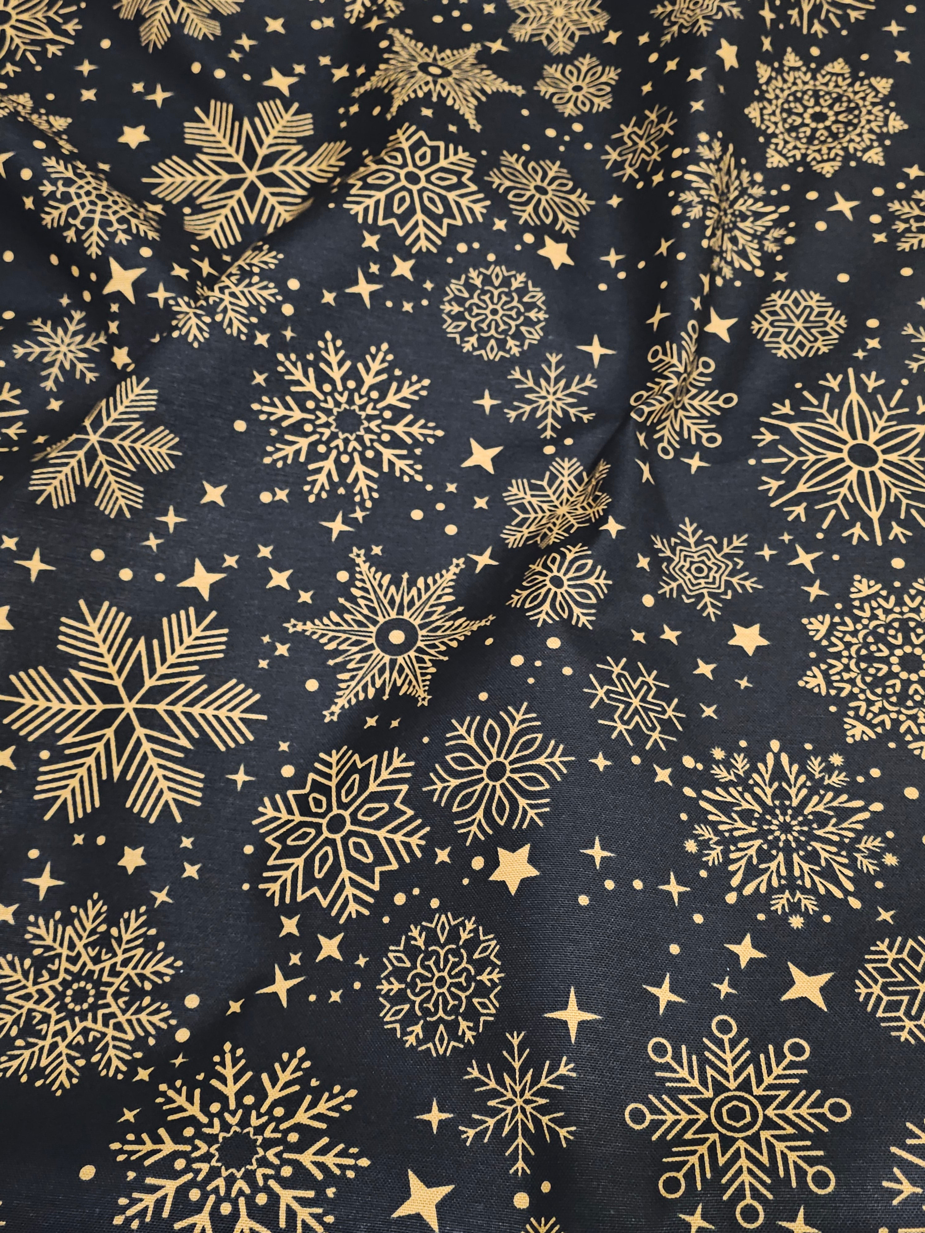 Gold Snowflake Pattern Duck Fabric