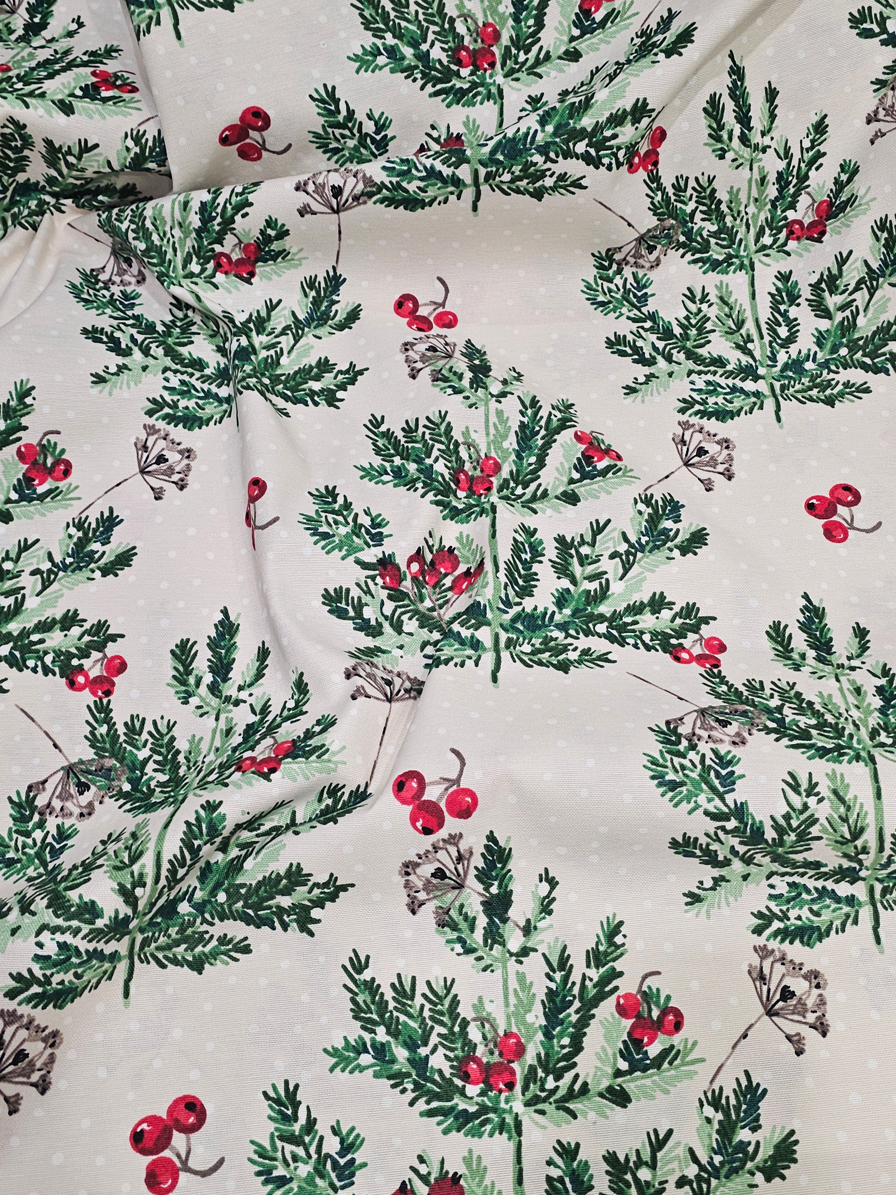 Mistletoe Patterned Duck Fabric
