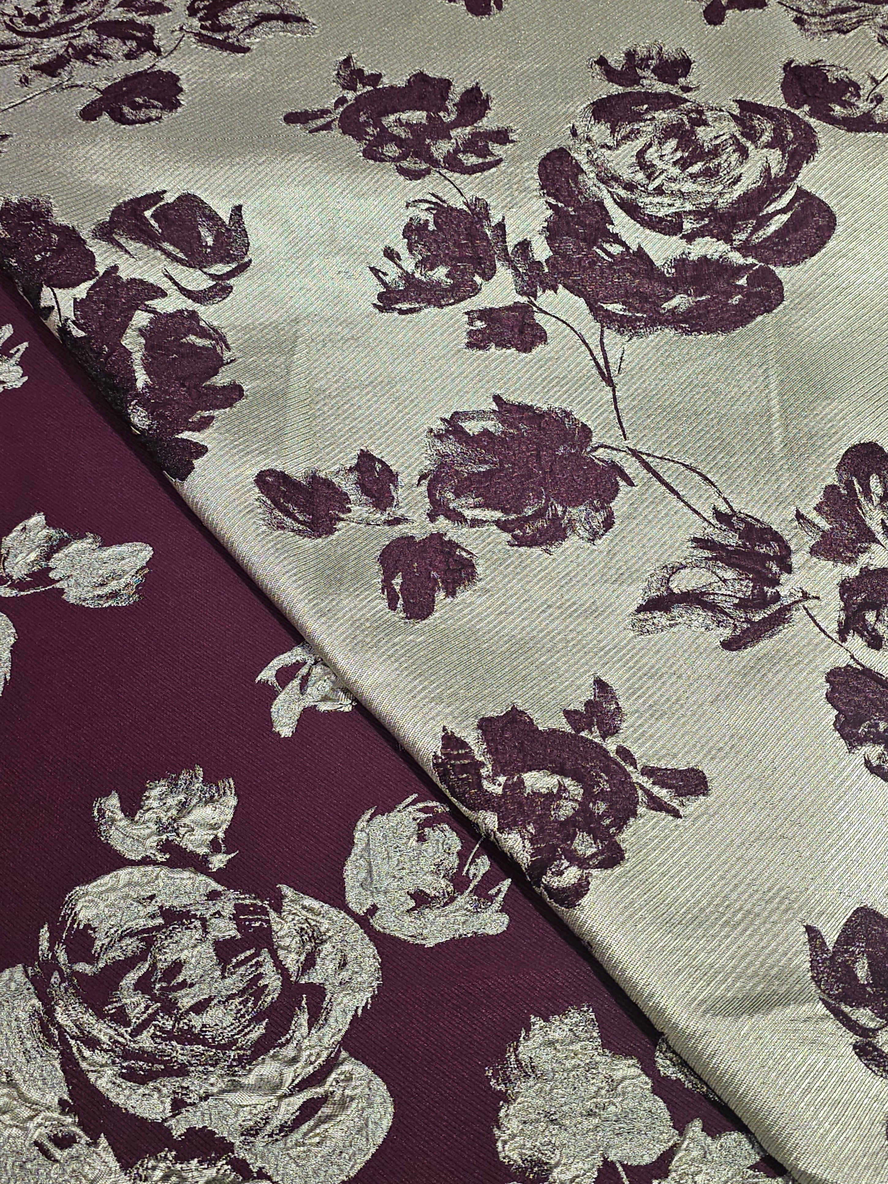 Rose Patterned Brocade Fabric