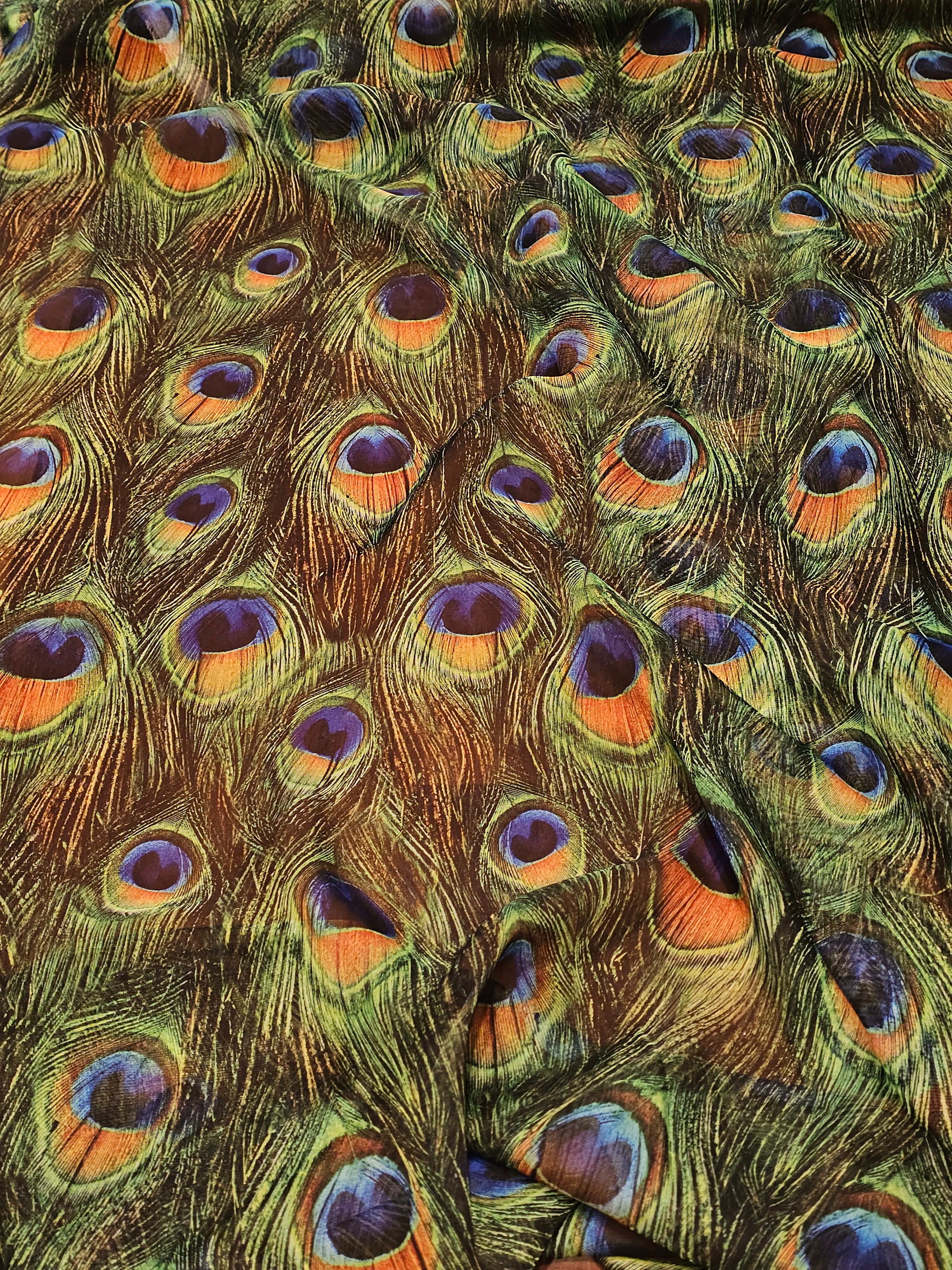 Silky Chiffon with Peacock Pattern