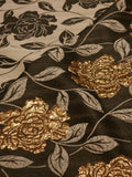 Kabartma Gold Gül Desenli Brokar Kumaş