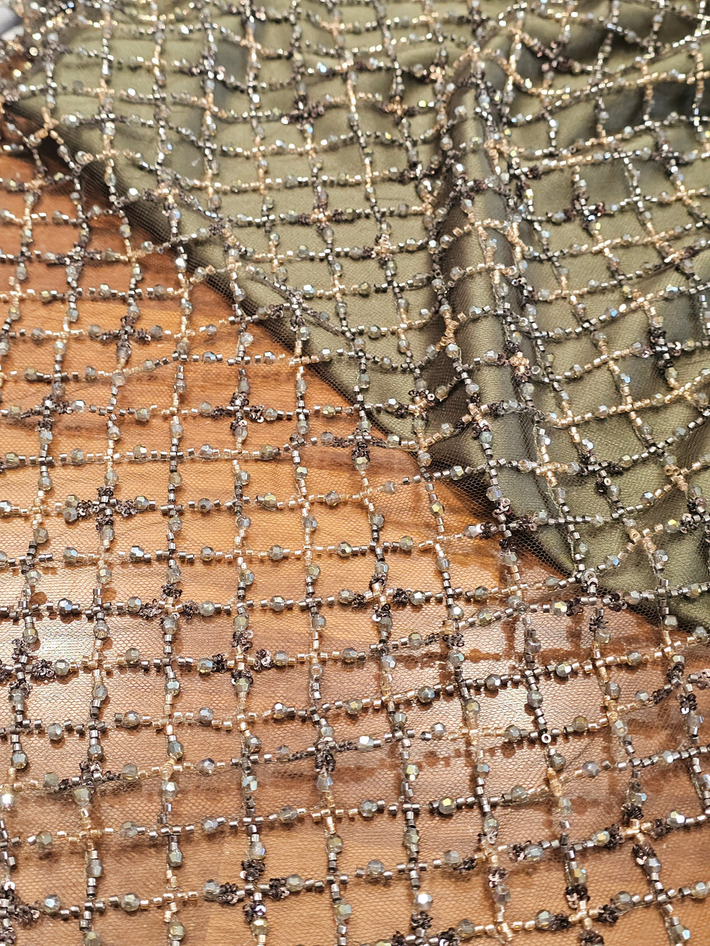 Square Beaded Embroidered Fabric