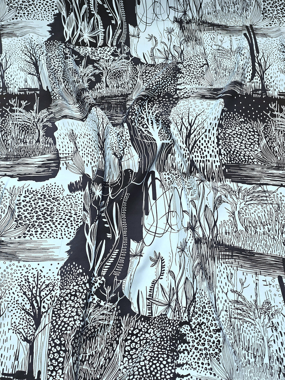 Night Trees Patterned Viscose Fabric