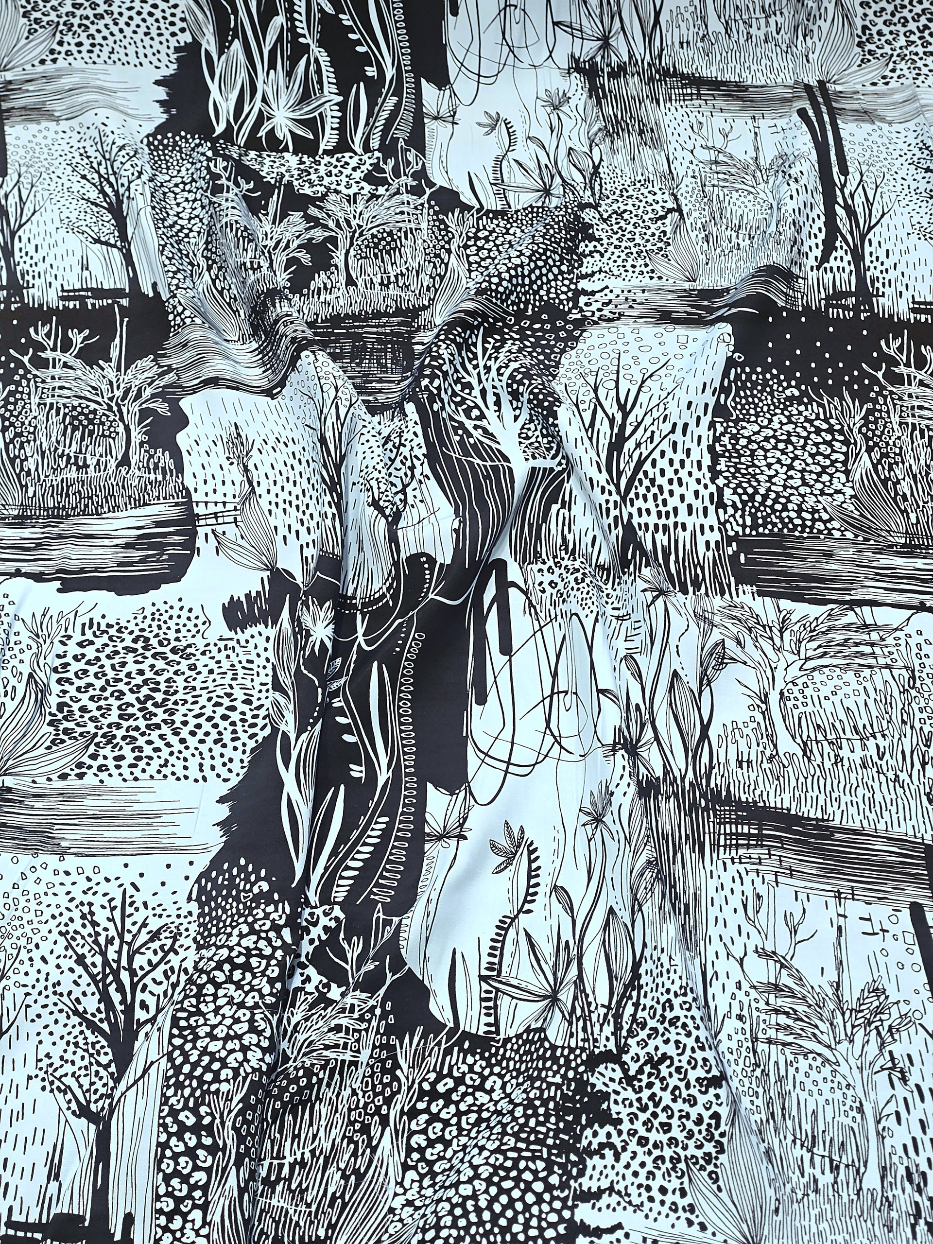 Night Trees Patterned Viscose Fabric