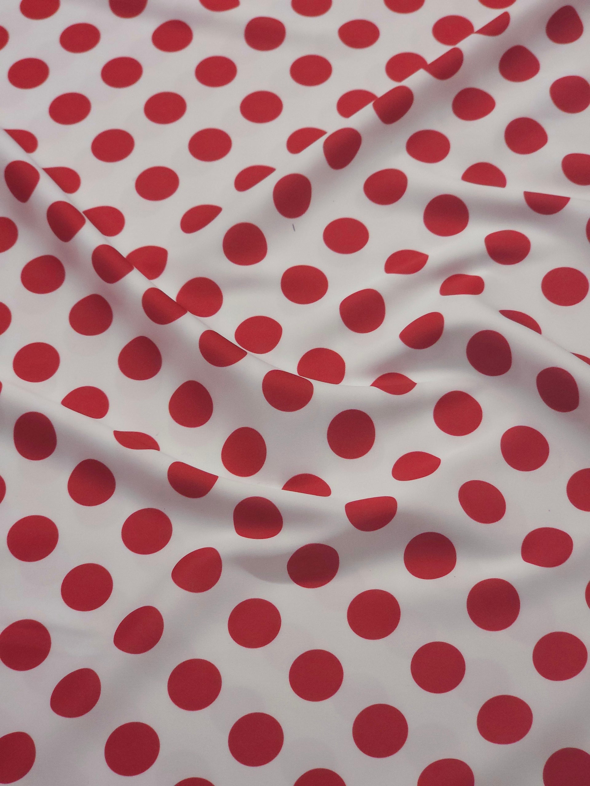 Diagonal Large Polka Dot Silky Satin Fabric