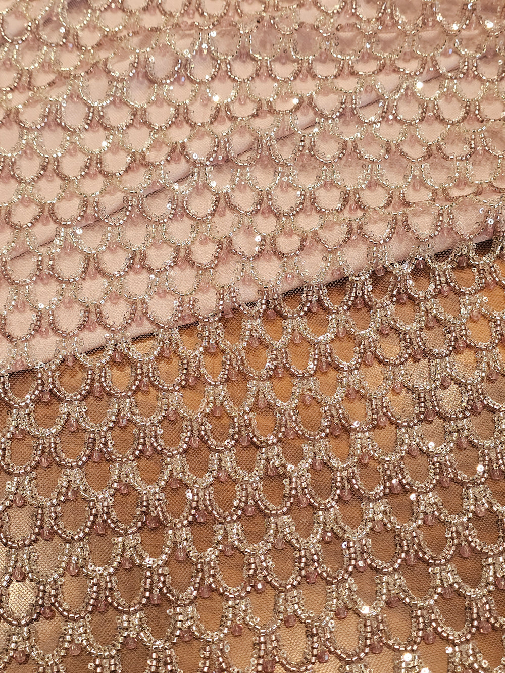 Fabric with Beaded Embroidery and Belt Motif