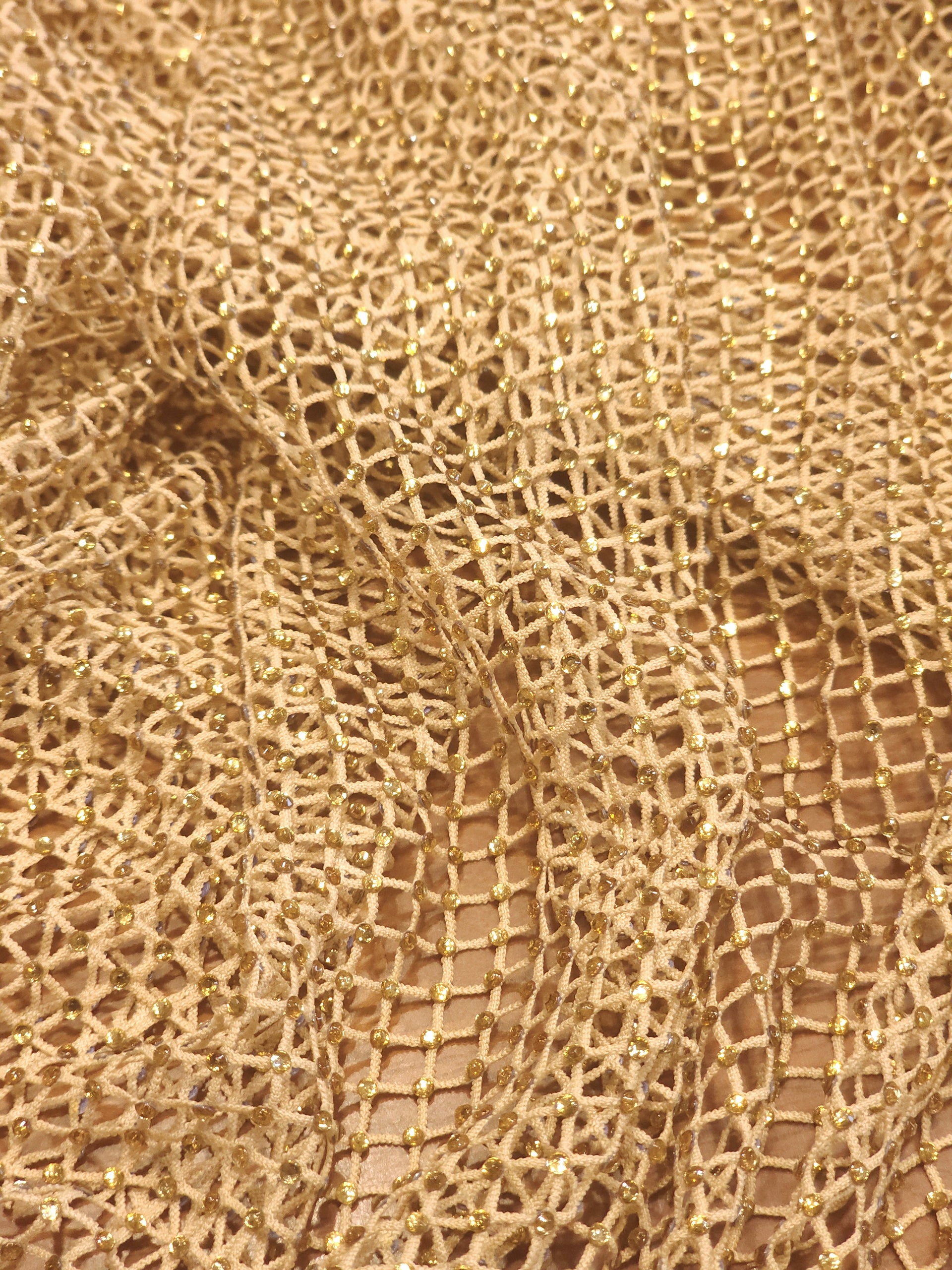 Stone Embellished Mesh Fabric