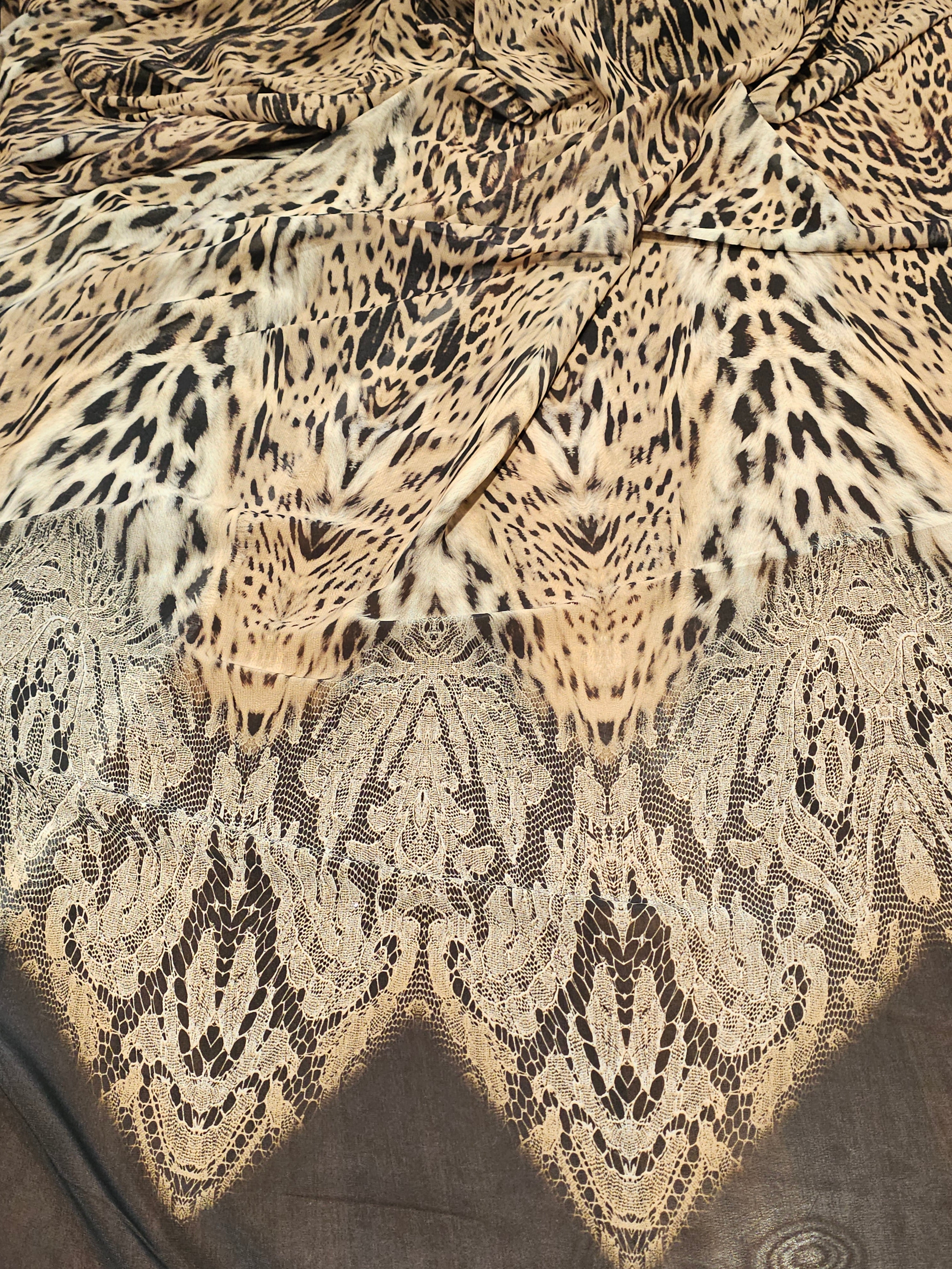 Oriental Leopard Print Silky Chiffon