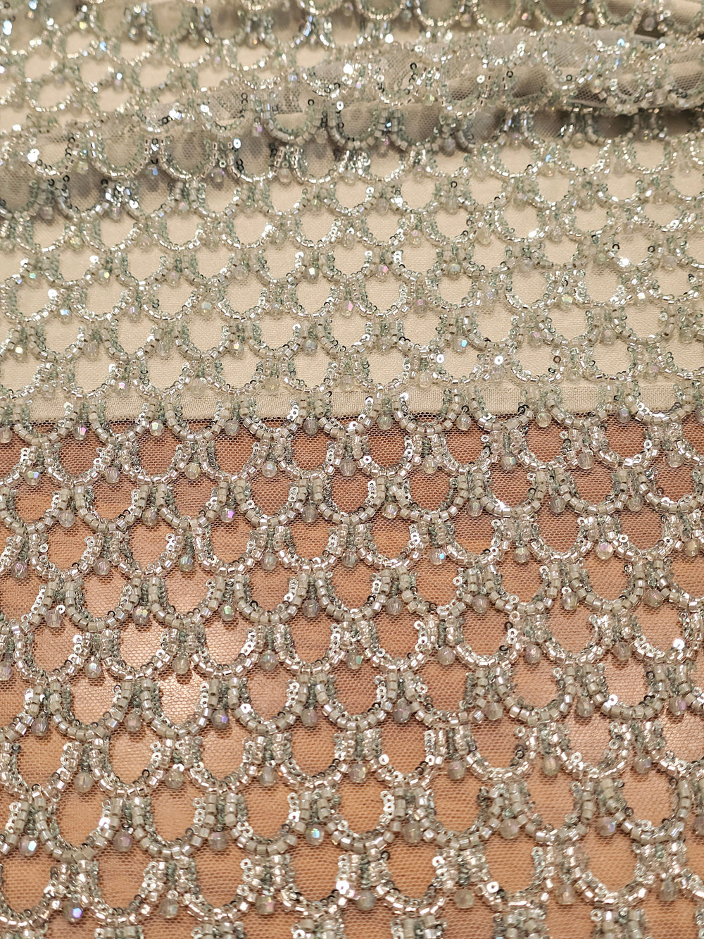 Fabric with Beaded Embroidery and Belt Motif