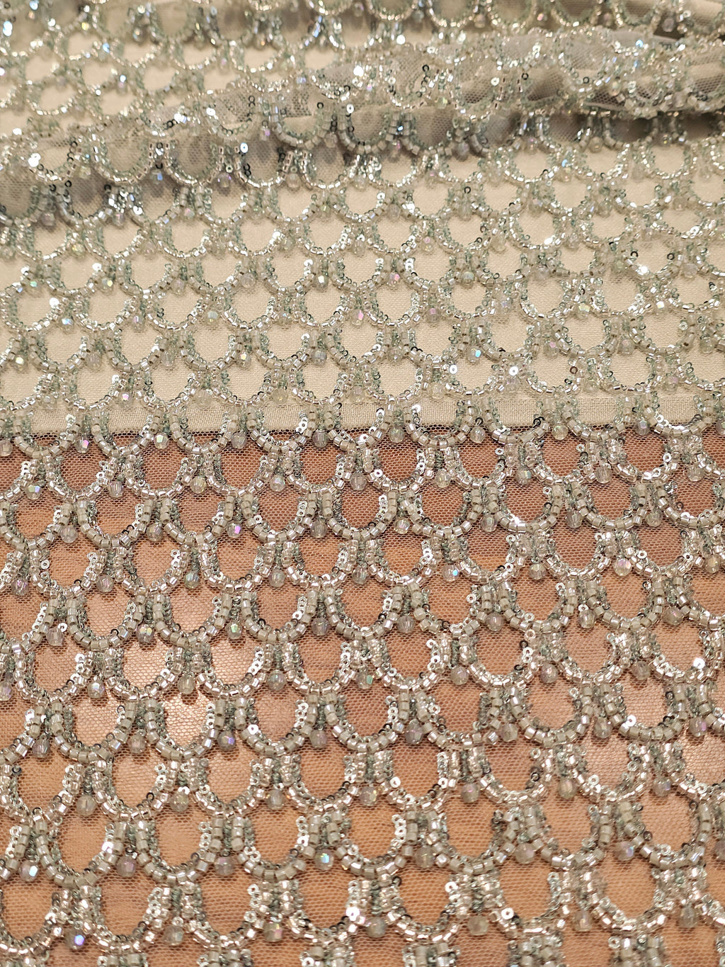 Fabric with Beaded Embroidery and Belt Motif