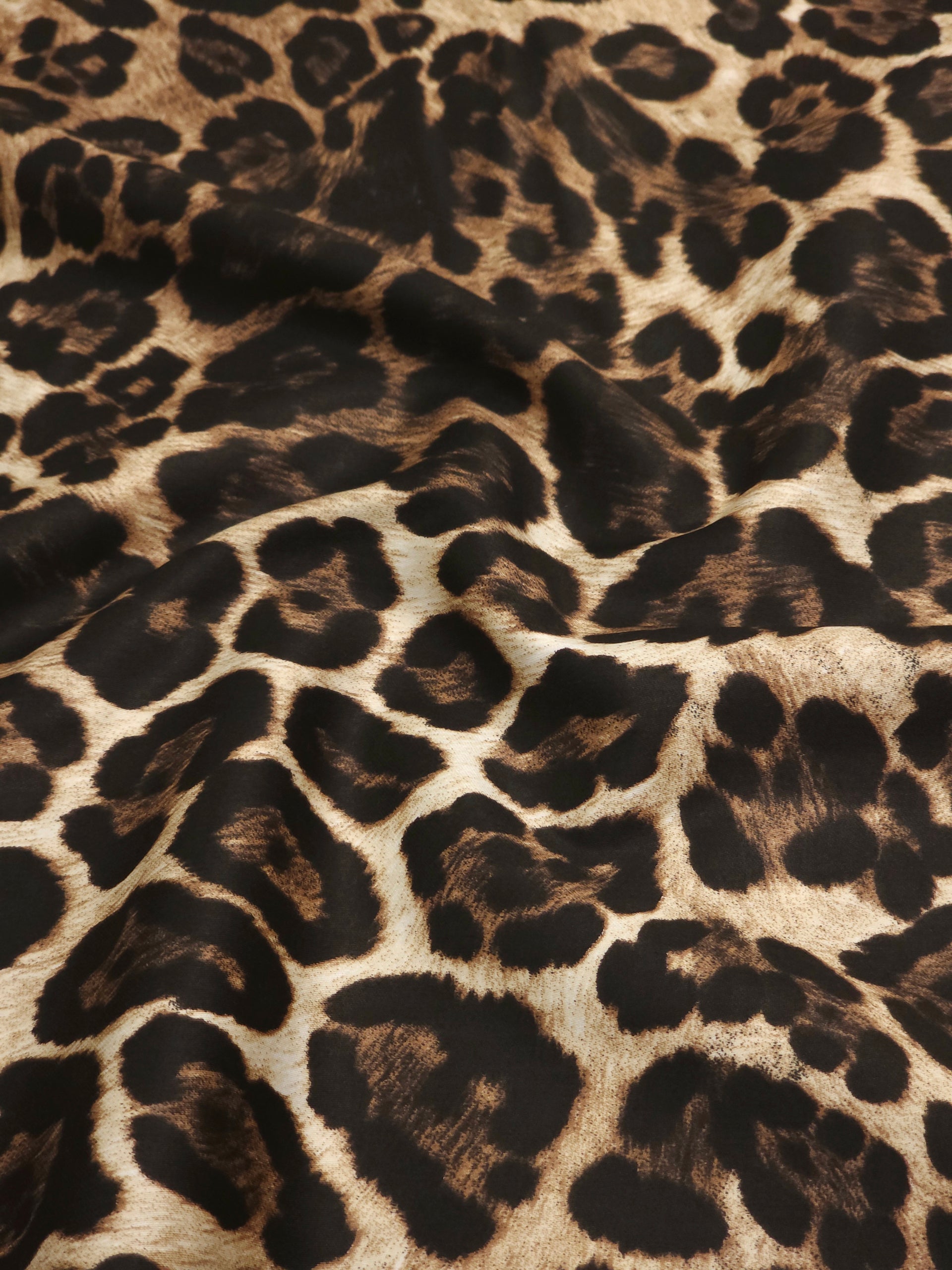 Leopar Desenli Pamuk Saten Kumaş