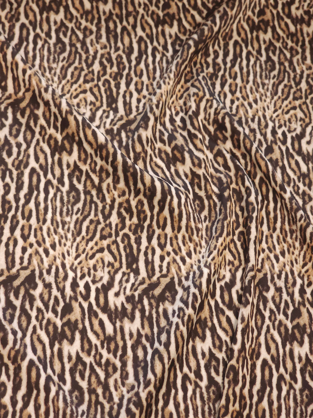 Akan Leopar Desenli İpeksi Saten Kumaş