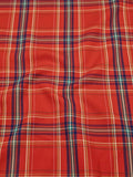 Likralı İskoç Tartan Kumaş-Kırmızı