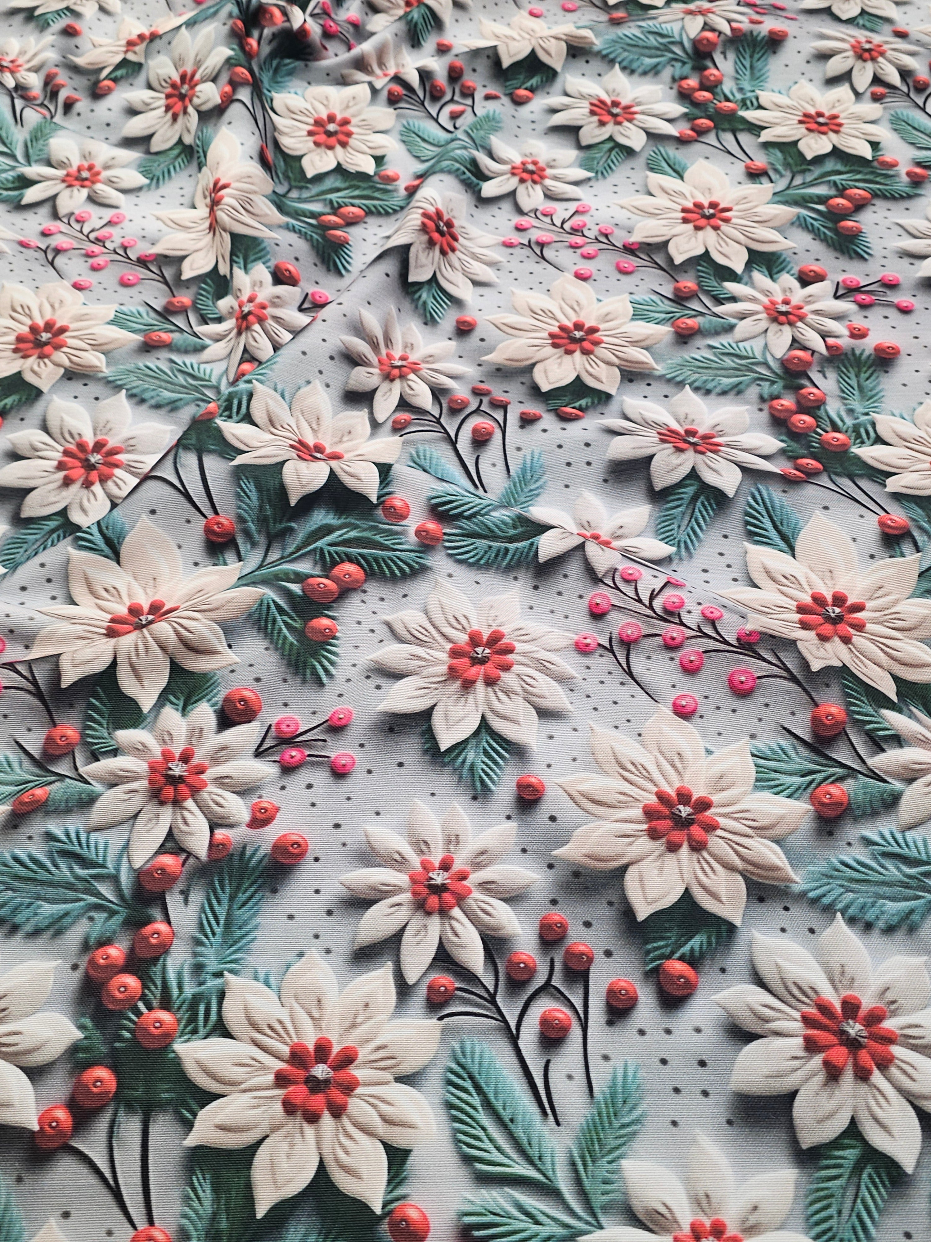 Fruit and Flower Patterned Duck Fabric