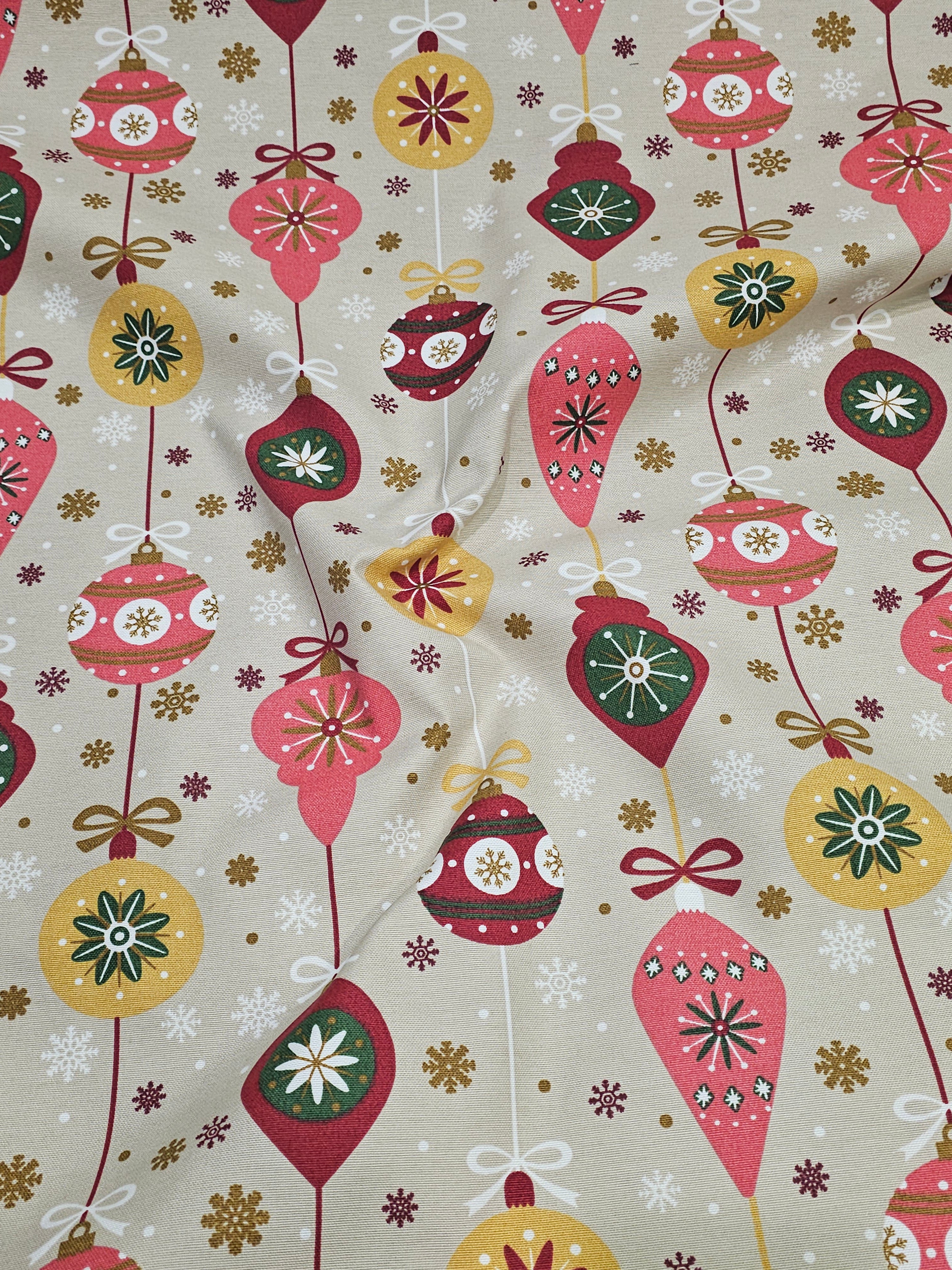 New Year Decorations Patterned Duck Fabric