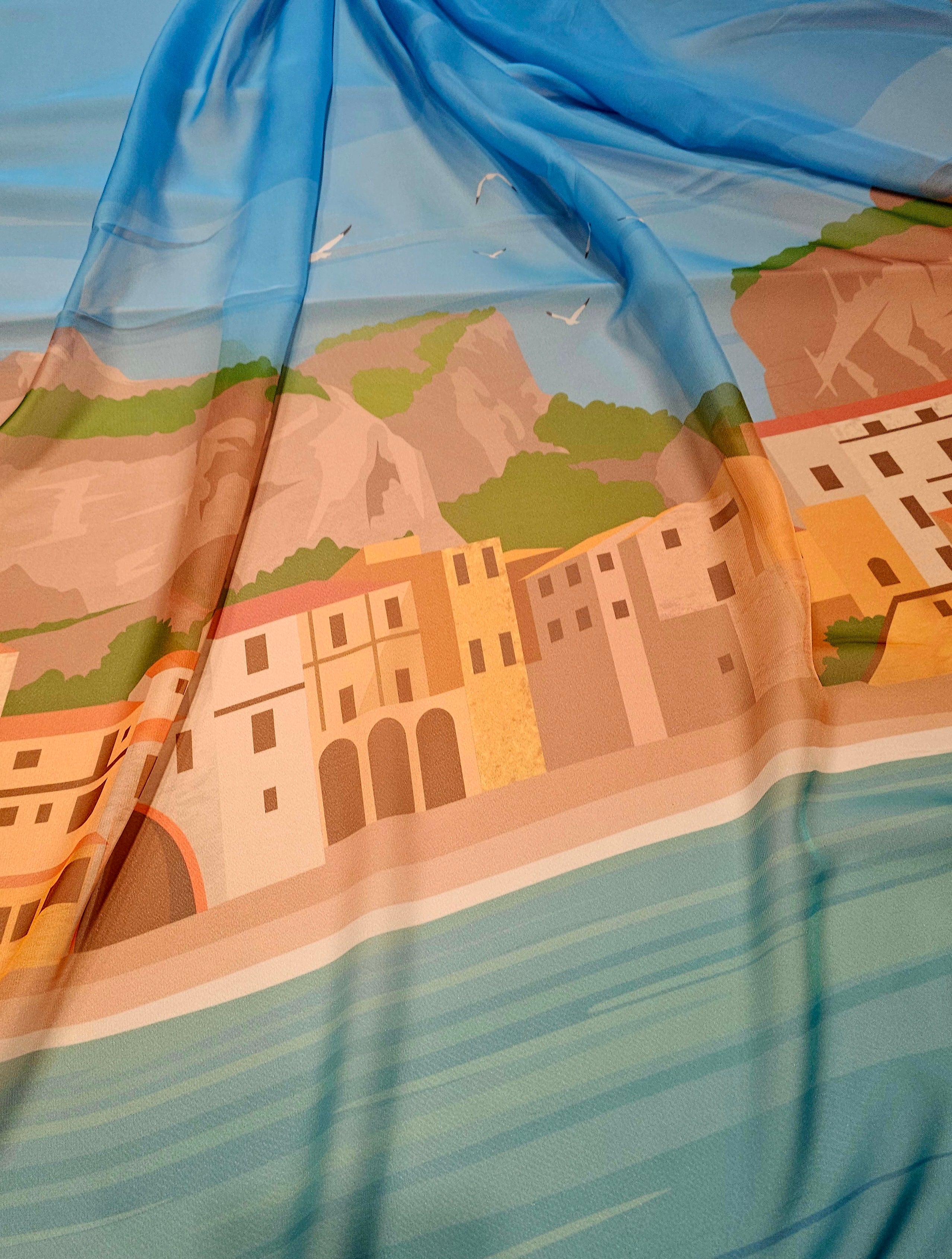 Şehir Desenli İpeksi Şifon #1