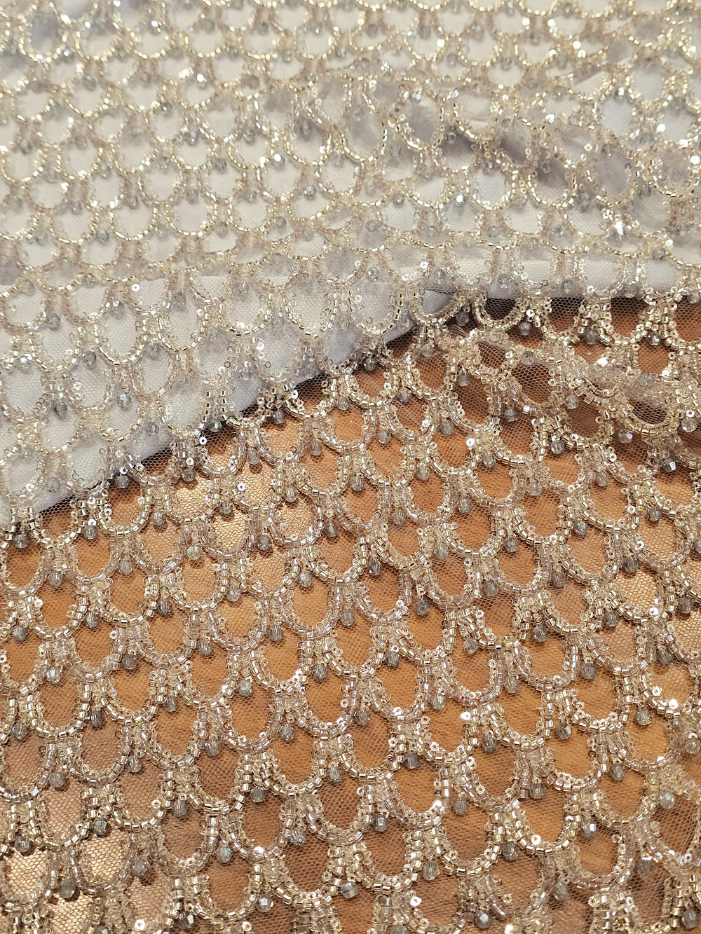 Fabric with Beaded Embroidery and Belt Motif