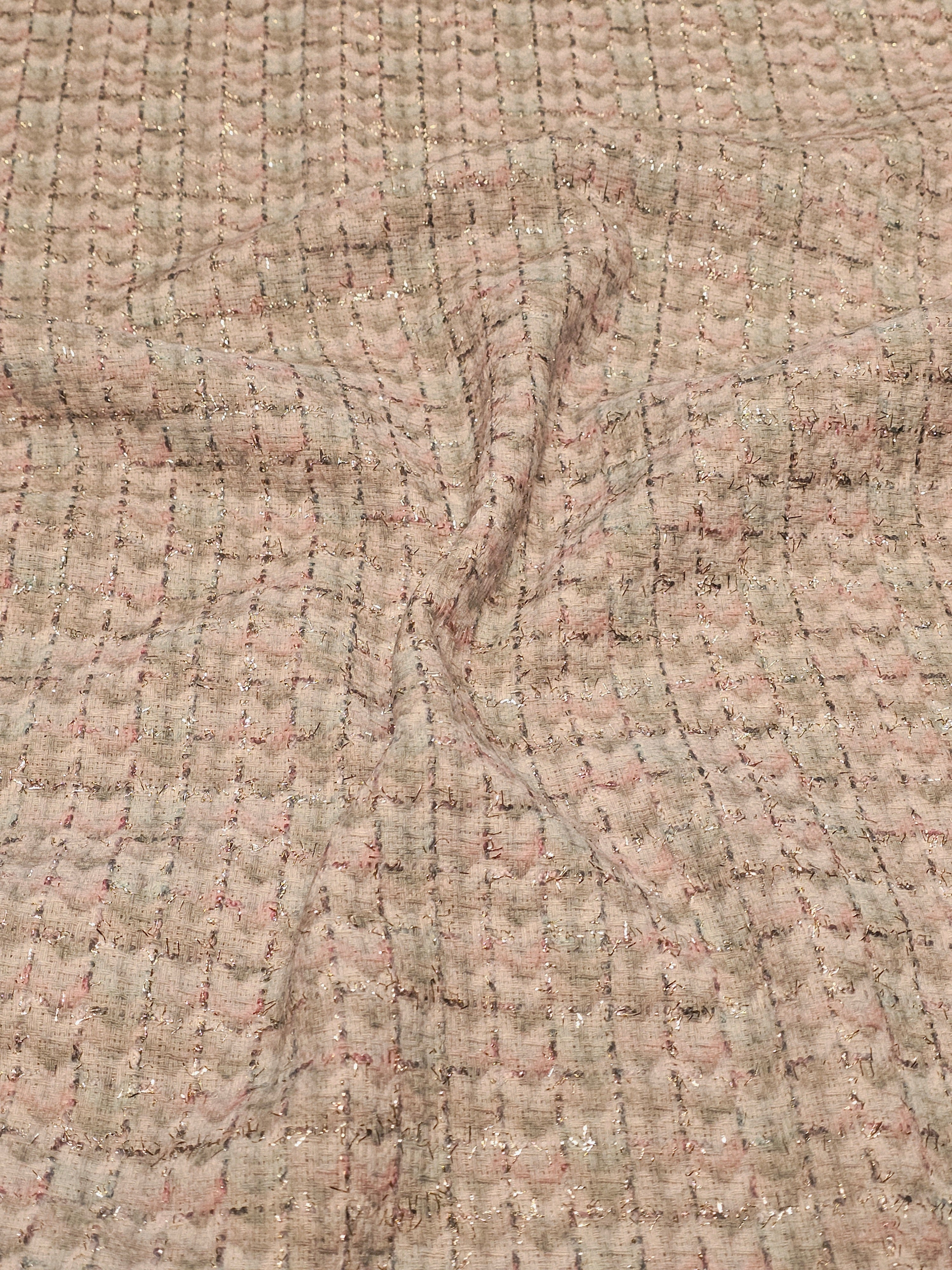 Zigzag Printed Glittery Chanel Fabric