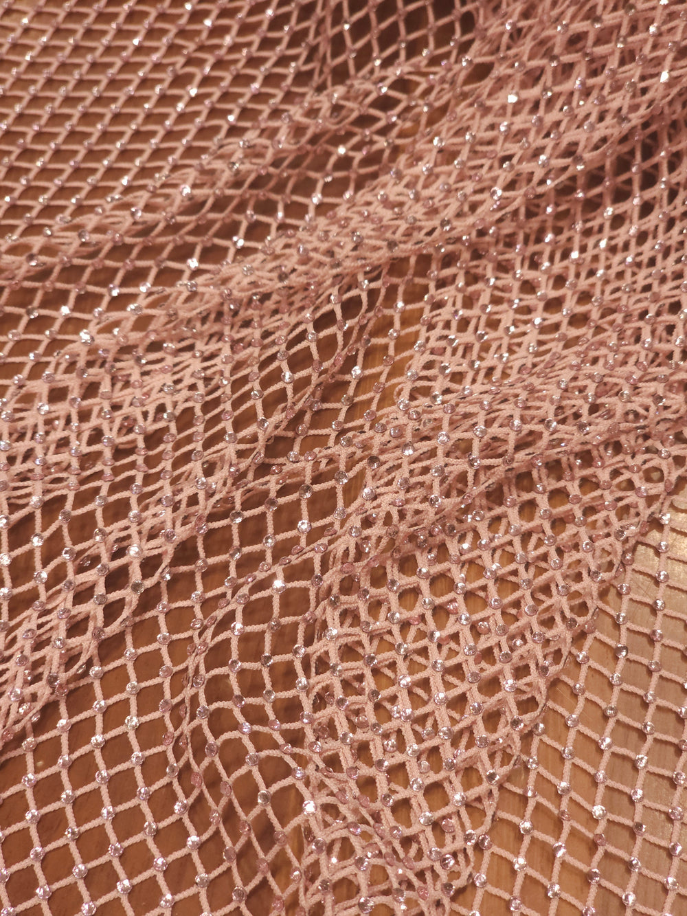 Stone Embellished Mesh Fabric