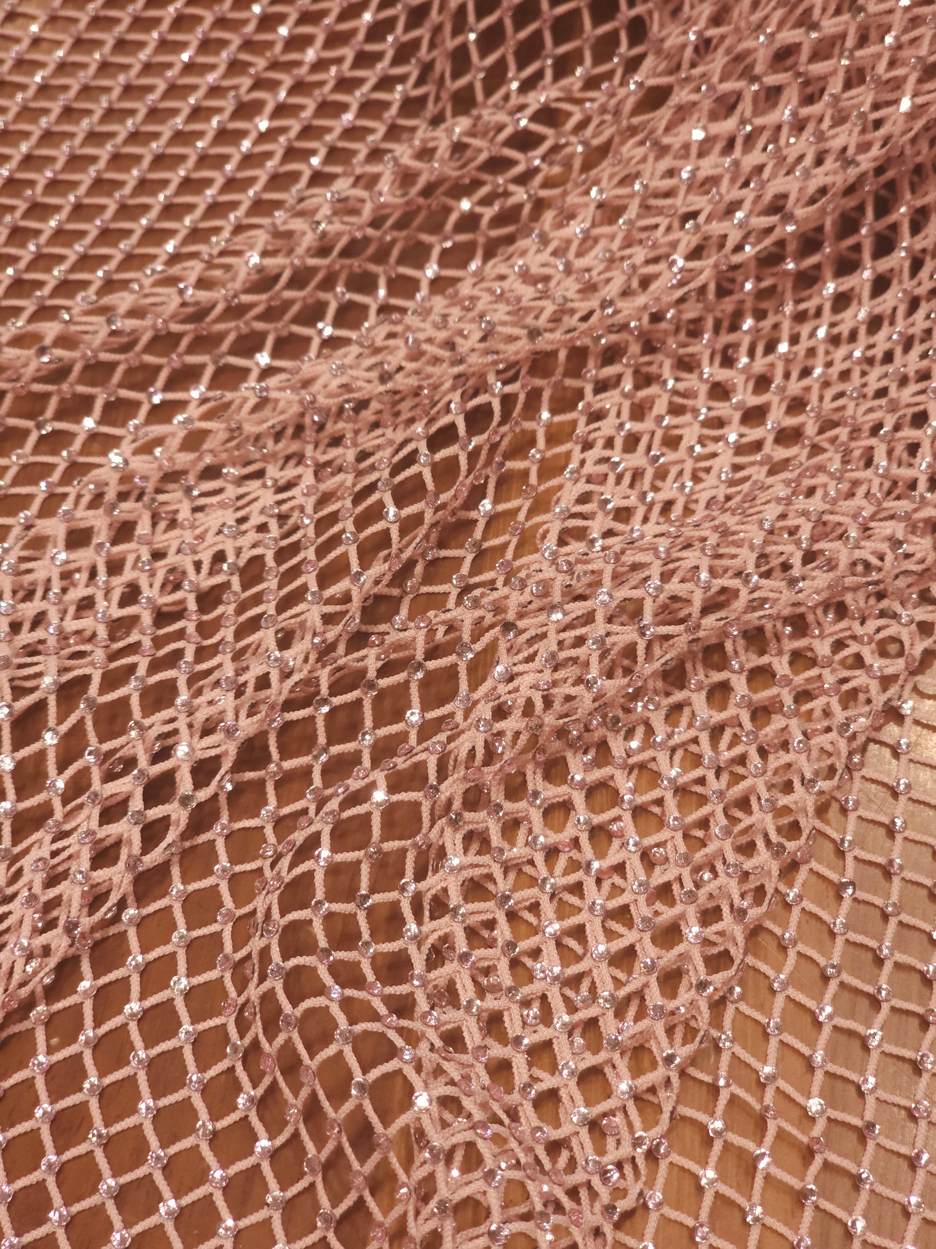 Stone Embellished Mesh Fabric