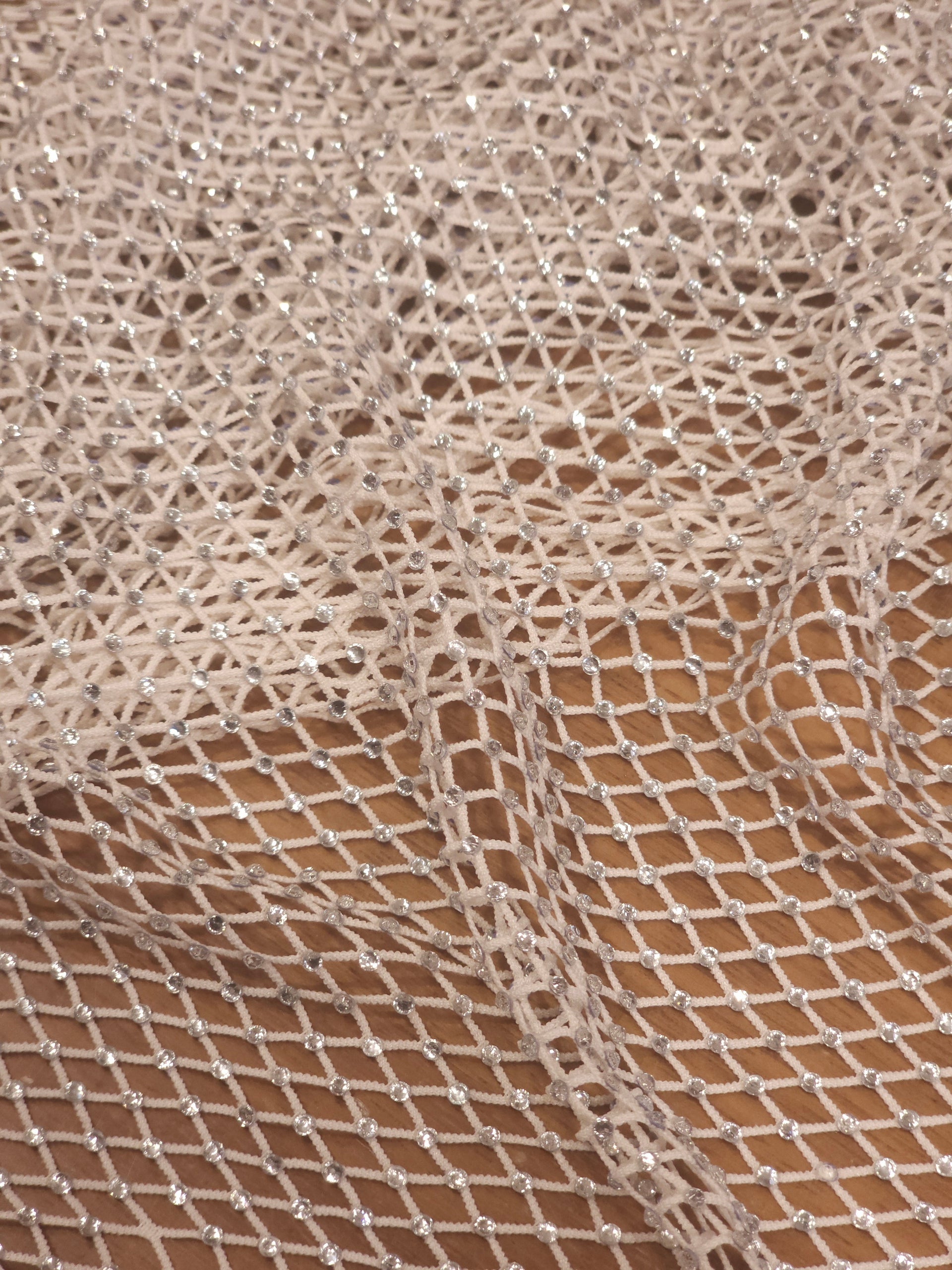 Stone Embellished Mesh Fabric
