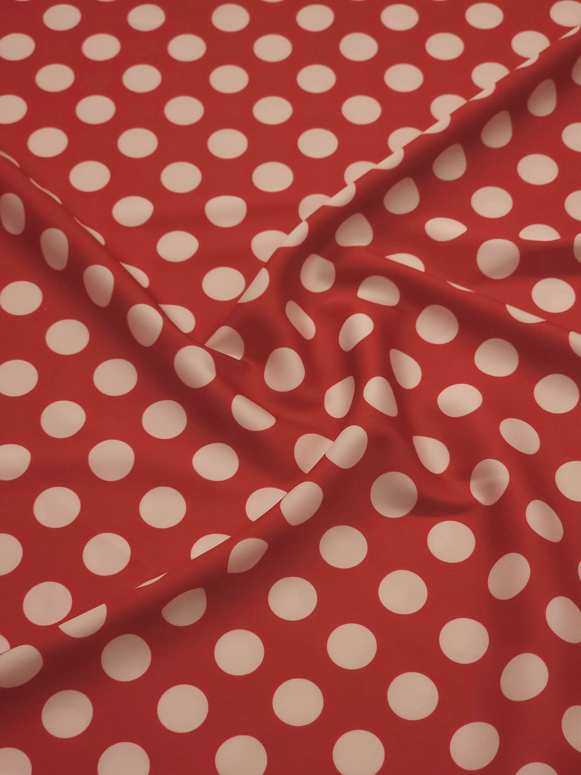 Diagonal Large Polka Dot Silky Satin Fabric