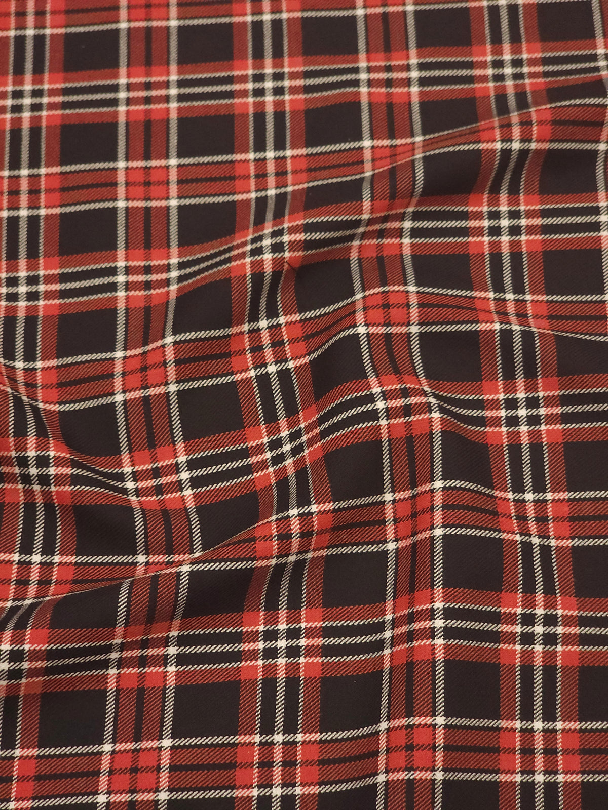 İskoç Küçük Tartan Kumaş-Kırmızı/Lacivert