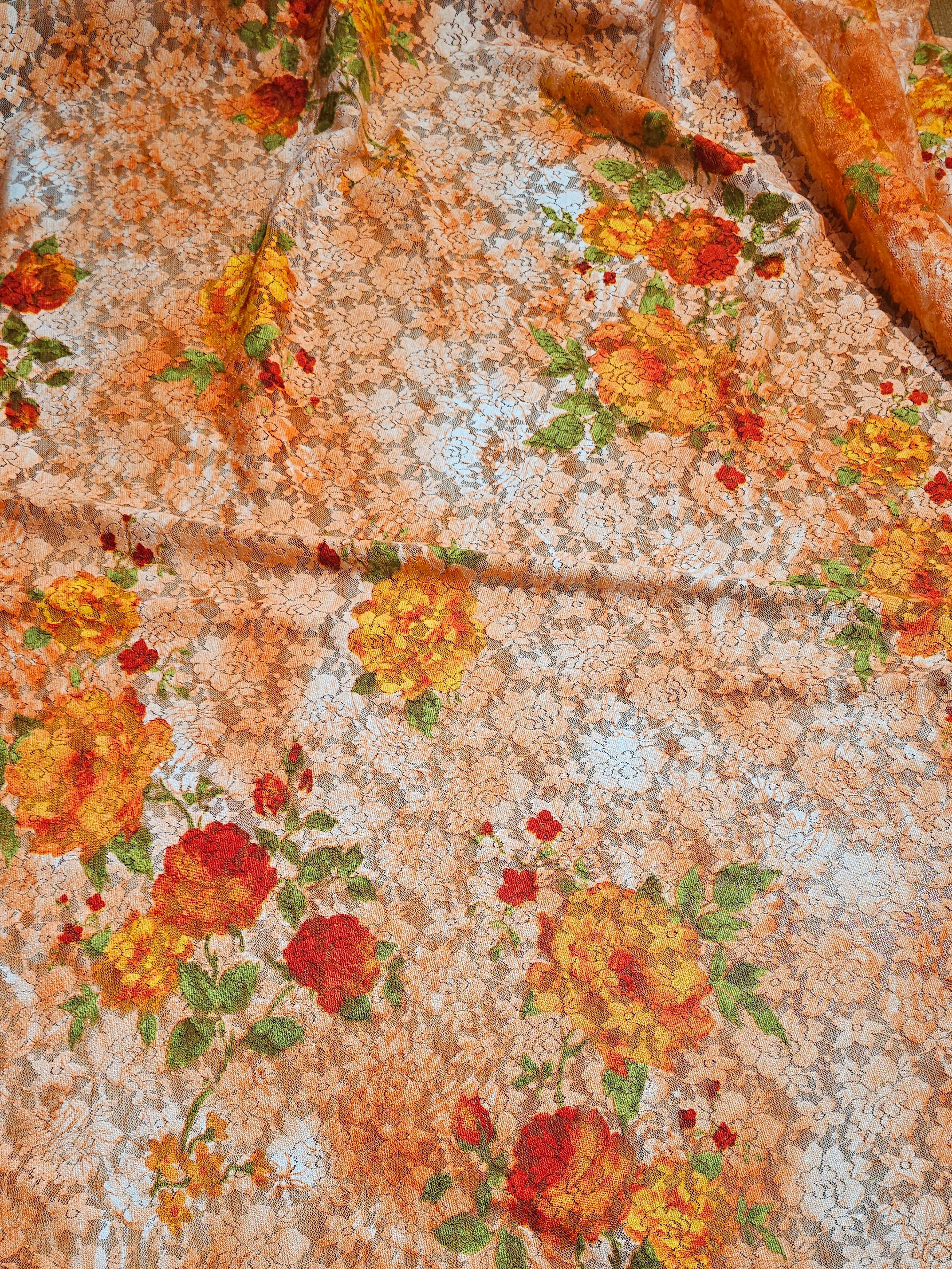 Floral Embossed Lycra Tulle