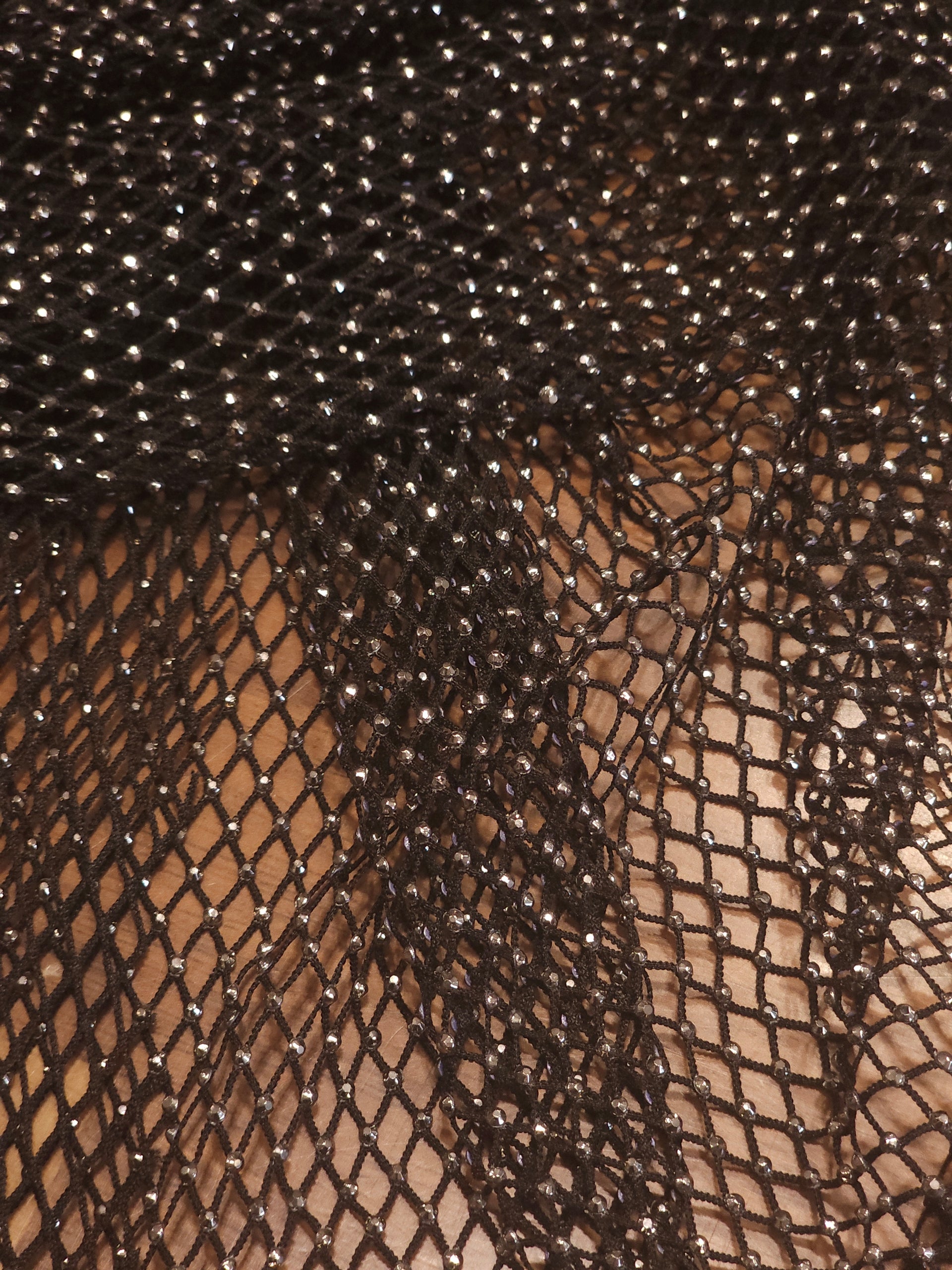 Stone Embellished Mesh Fabric