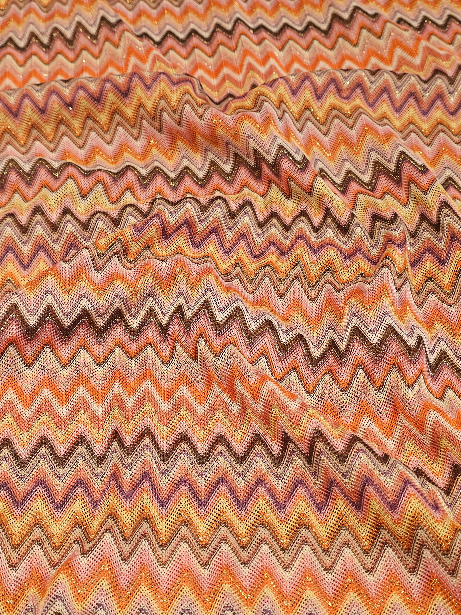 Işıltılı Zigzag Missoni Desenli Örme Kumaş