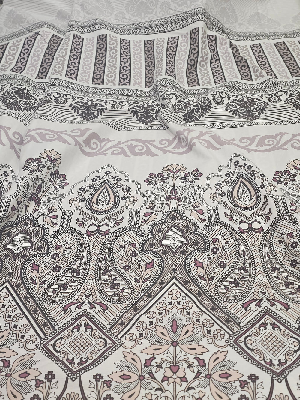 Akfil Kumaş – Geometrik Desenli, Orta Dökümlü, Dayanıklı, Nevresimlik | Çerçiler Kumaş