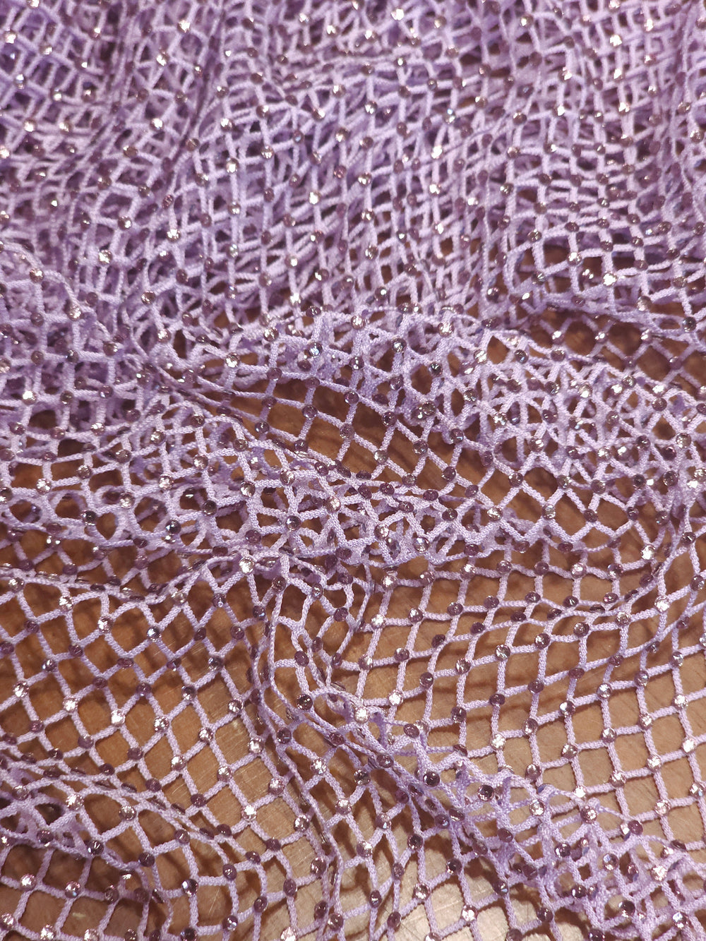 Stone Embellished Mesh Fabric
