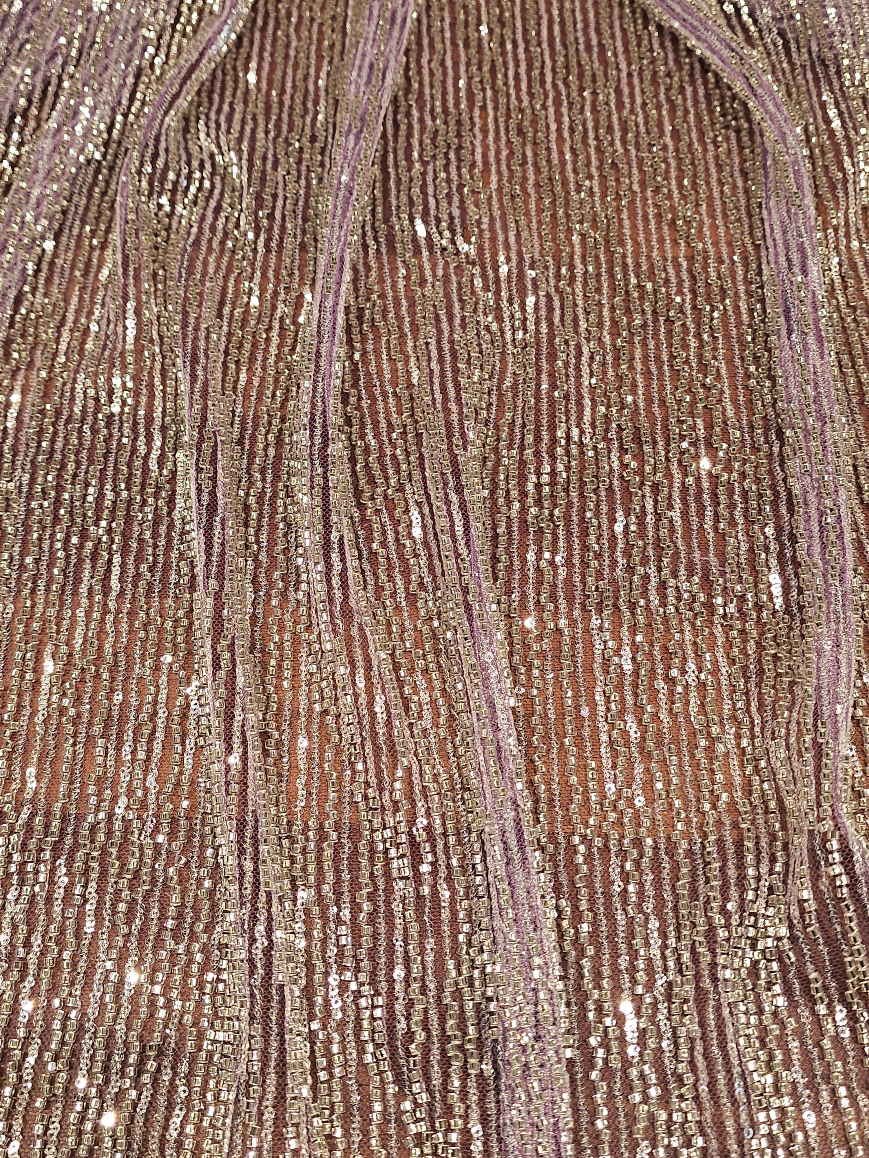 Akan Çizgili Boncuk Payet Kumaş