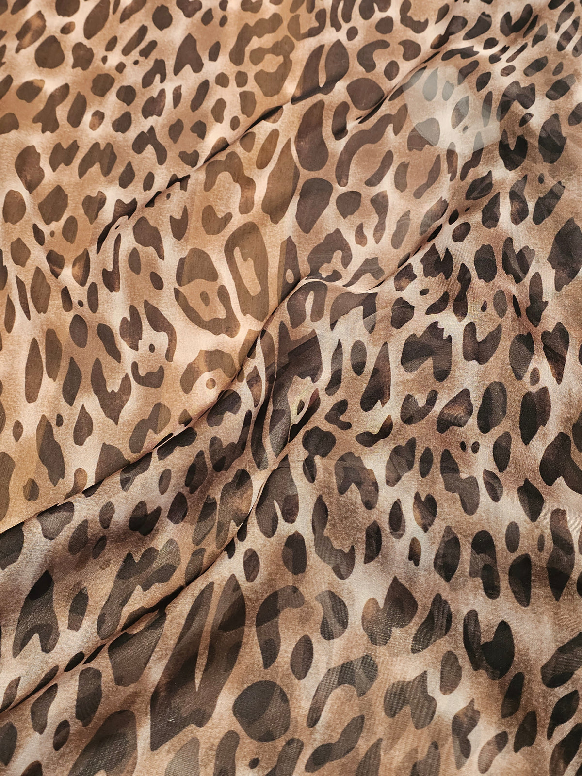 Leopar Desenli İpeksi Şifon Kumaş