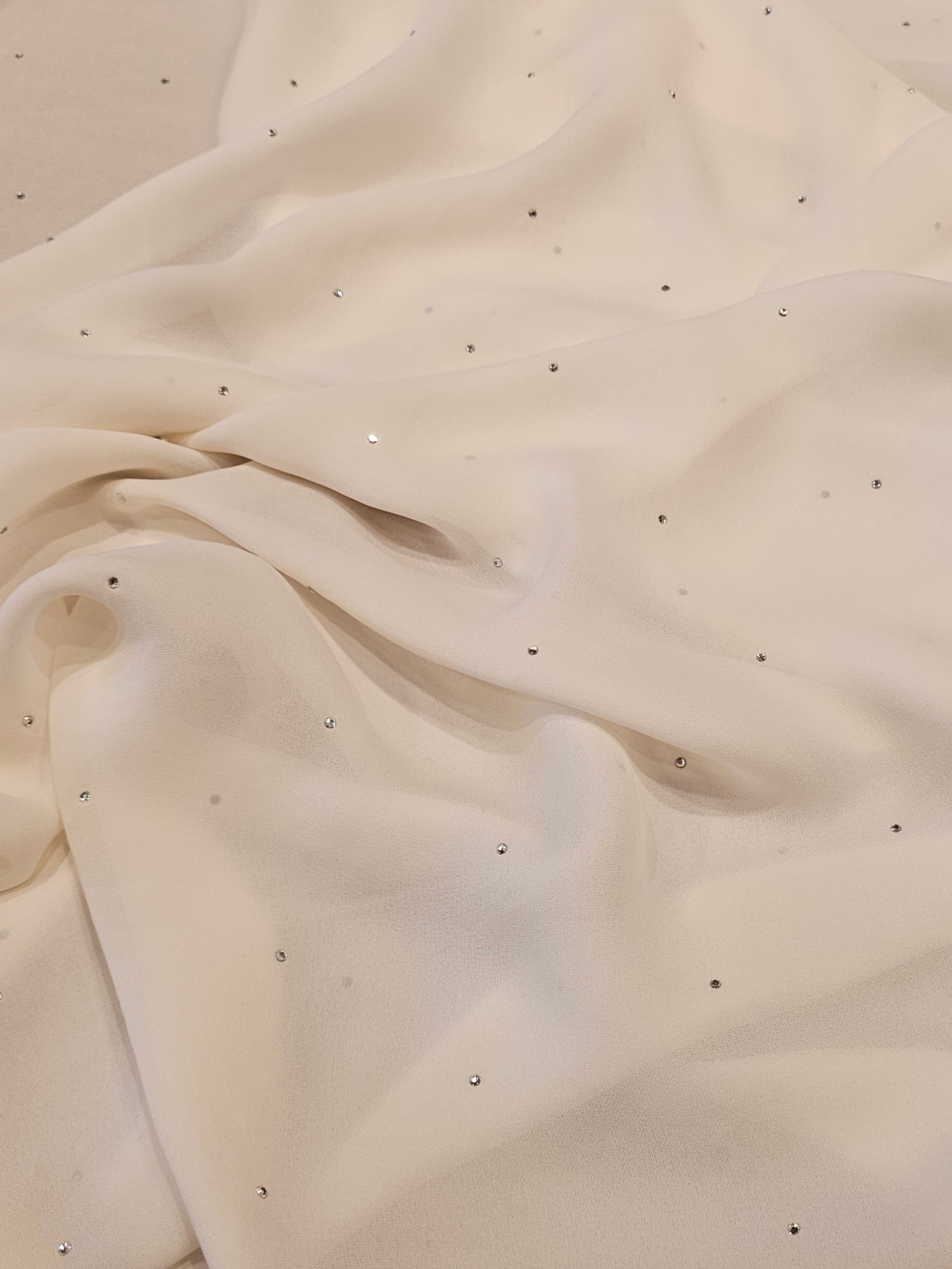 Stone Embellished Silk Chiffon